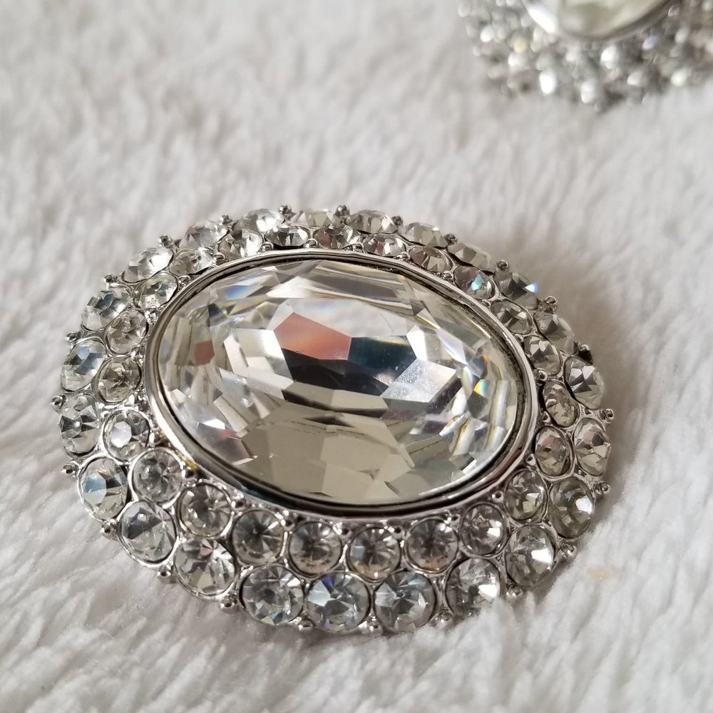 Yves Saint Laurent Rhinestone Clip On Earrings - Picture 3 of 13